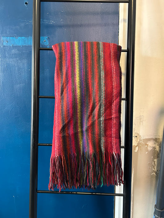 90’s Vintage Multi Colour Tassle Blanket Scarf