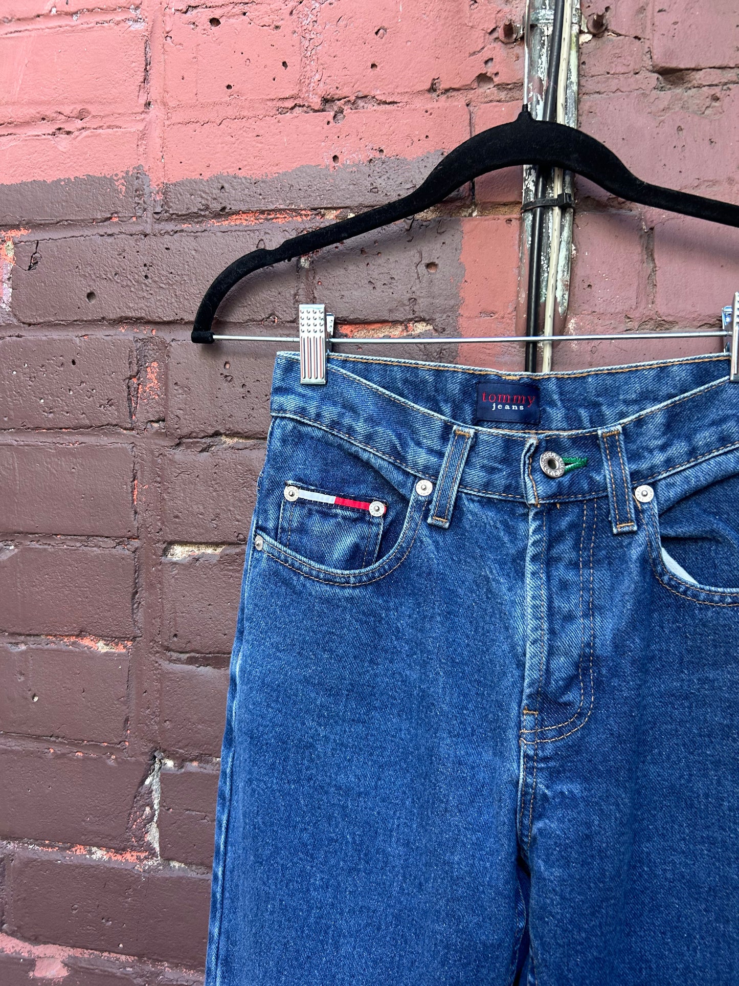 90's Vintage Tommy Hilfiger Blue Mid Rise Flare Jeans / 26 Waist