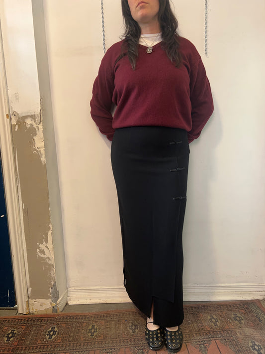 90’s Vintage Black Maxi Skirt / 30 Waist