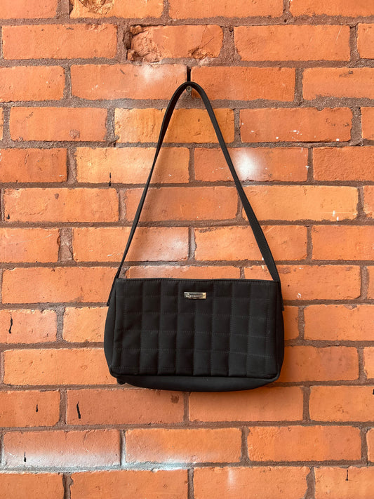 Y2K Vintage Black Nylon Quilt Shoulder Purse