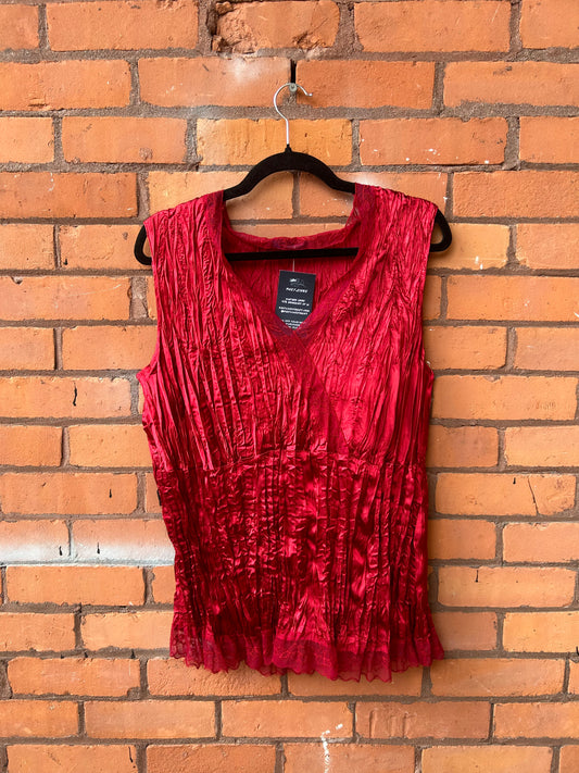 Y2K Vintage Red Satin Fairy Tank Top / Size 2X