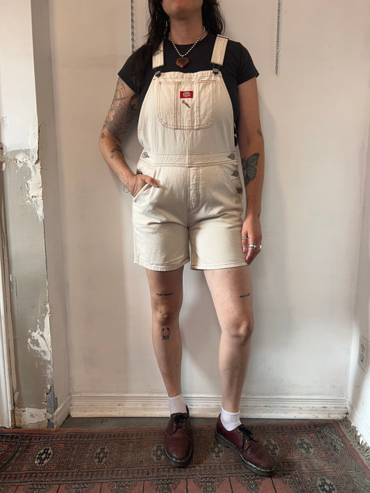 Modern Dickies Off White Denim Short Overalls / 34 Waist