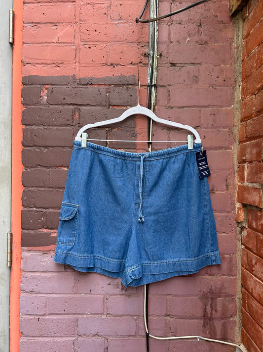 90's Vintage Light Denim Draw String Shorts / 36 Waist