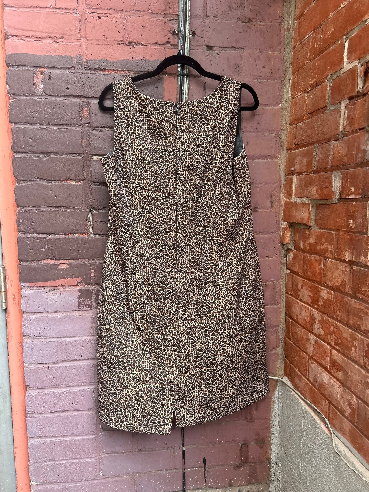 90's Vintage Leopard Print Mini Dress / Size 14