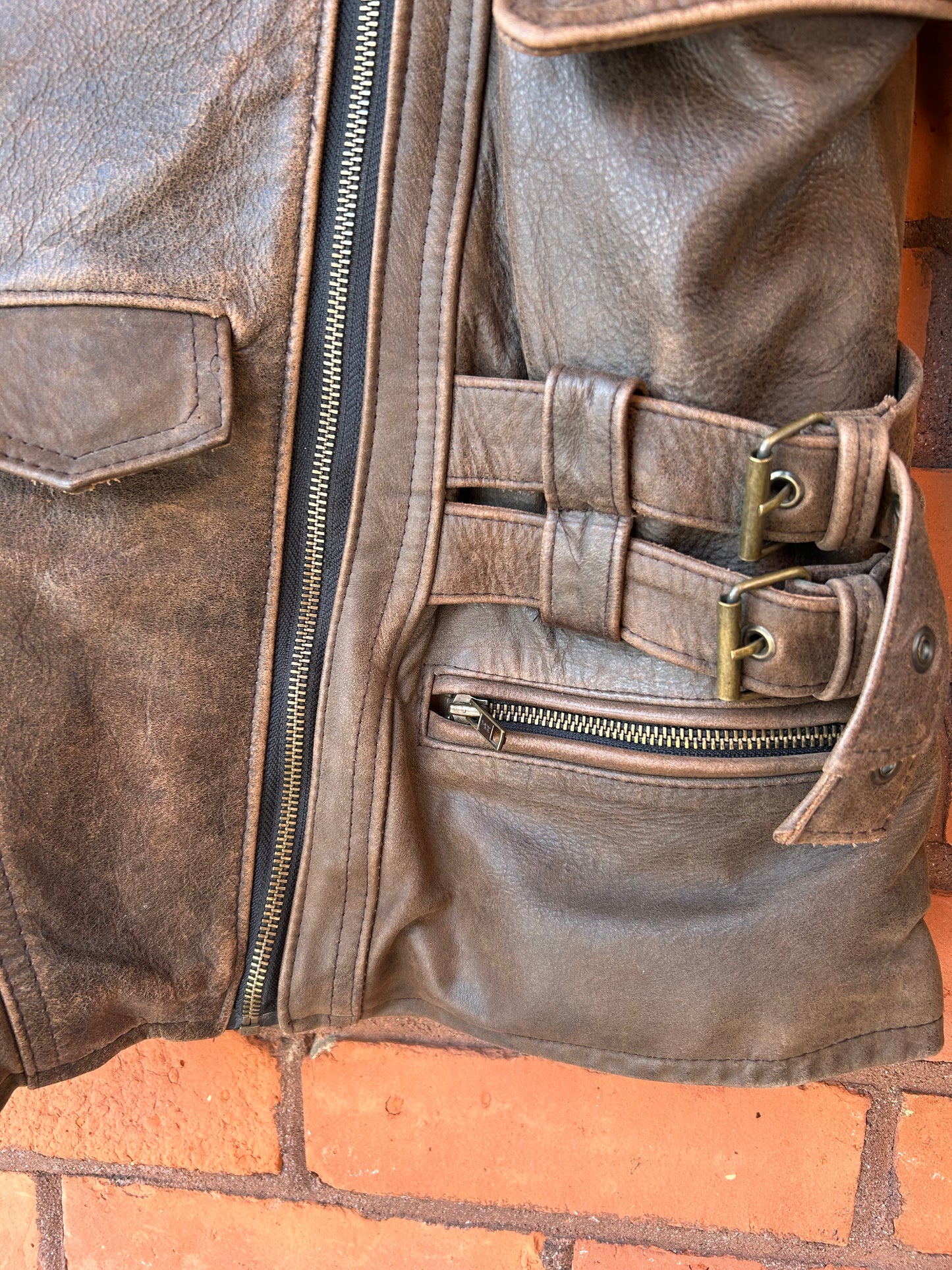 80’s Vintage Brown Leather Moto Jacket / Size M