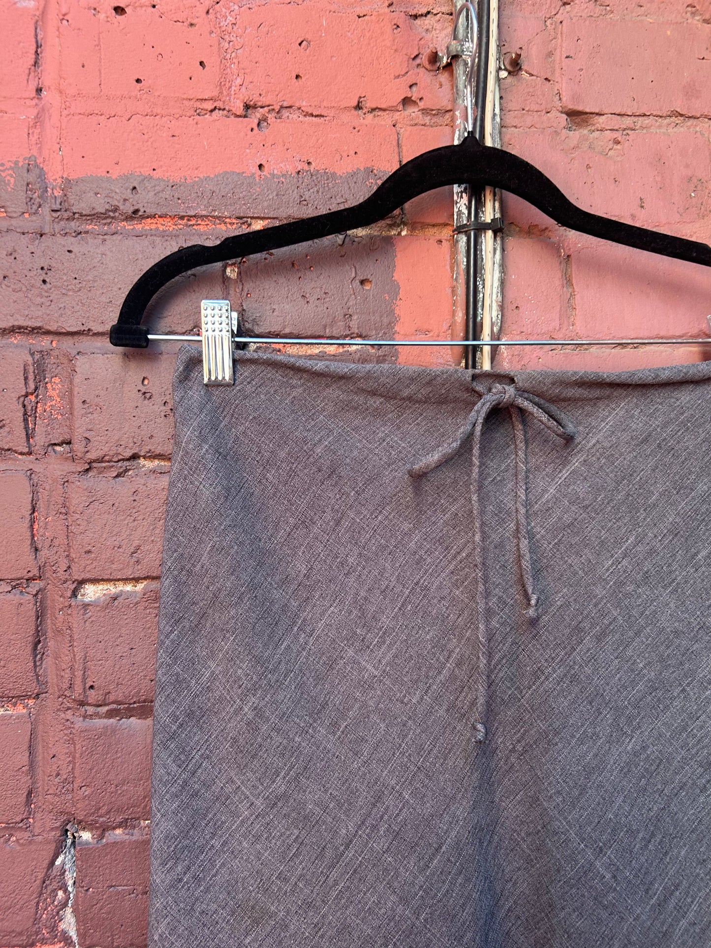 90's Vintage Grey Draw String Maxi Skirt / 28 - 30 Waist