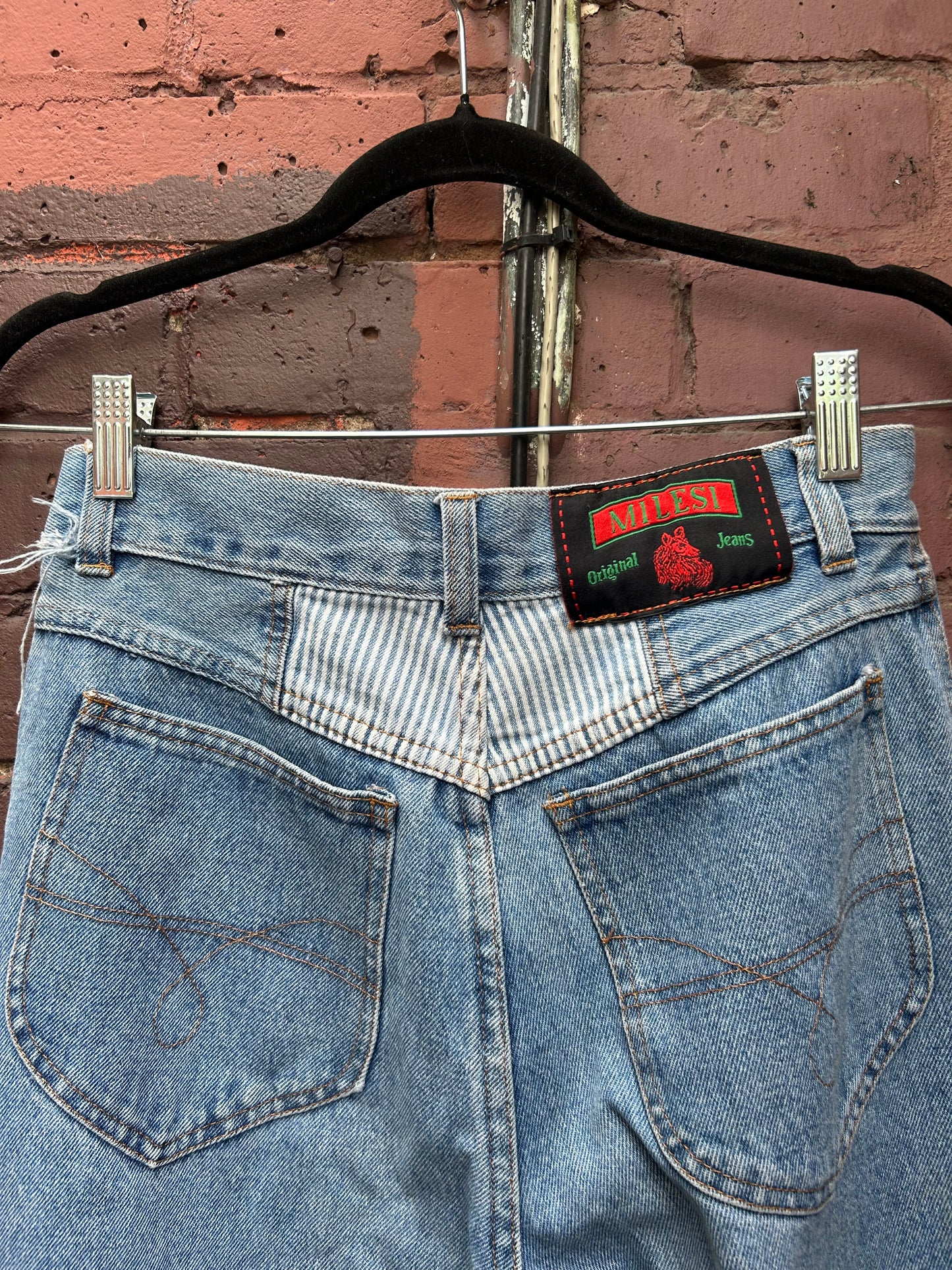 90’s Vintage Light Wash Striped Jeans / 30 Waist