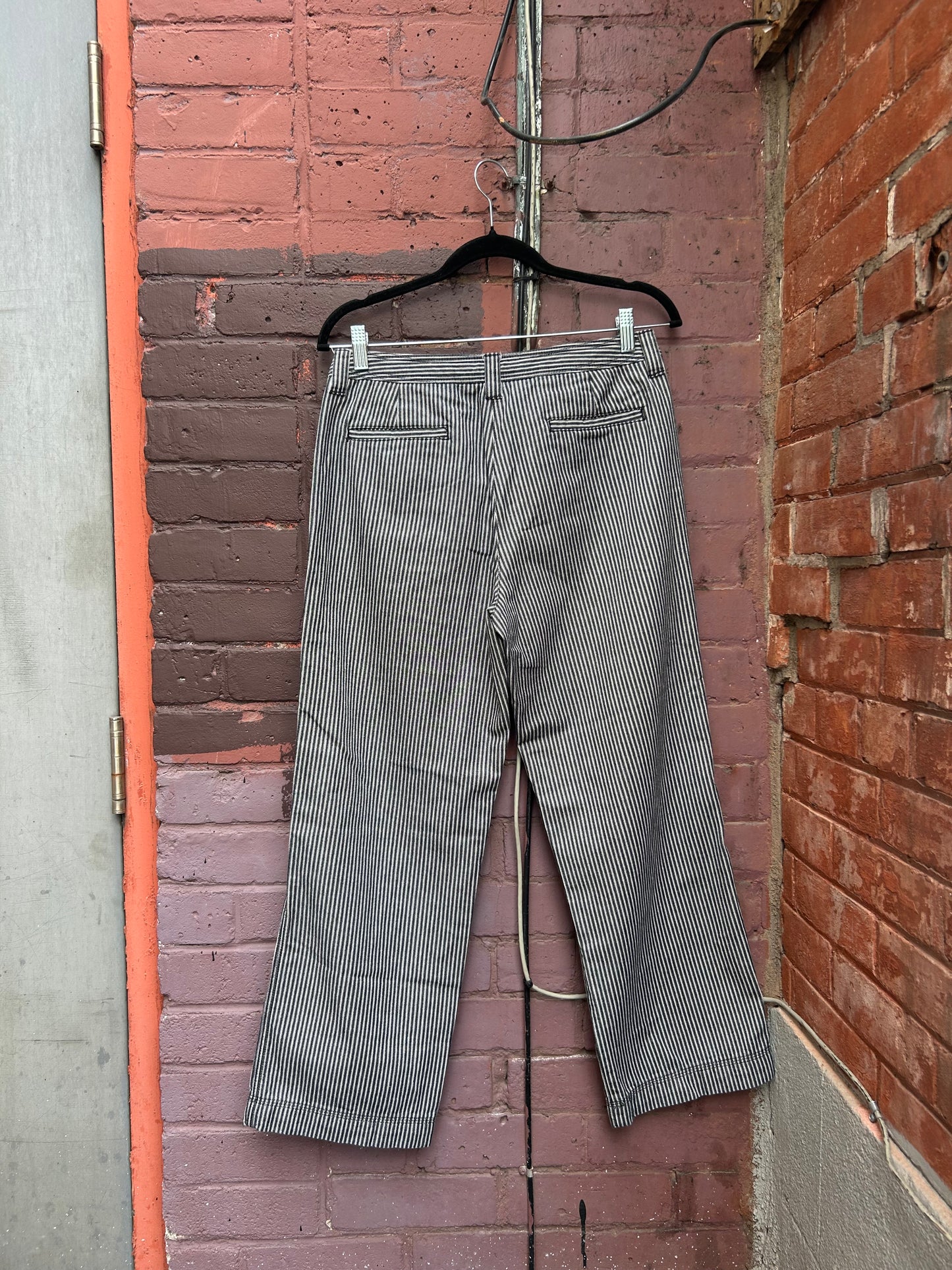 Y2K Vintage Cotton Black & White Striped Summer Pants / 6