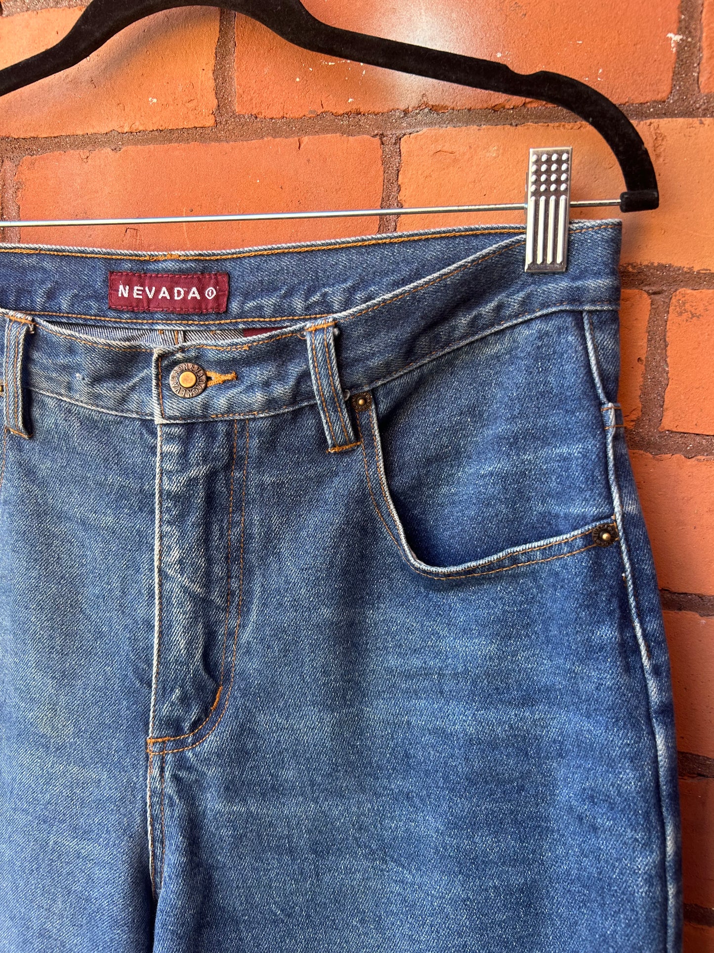 90’s Vintage Blue High Waist Straight Leg Jeans / 32 Waist