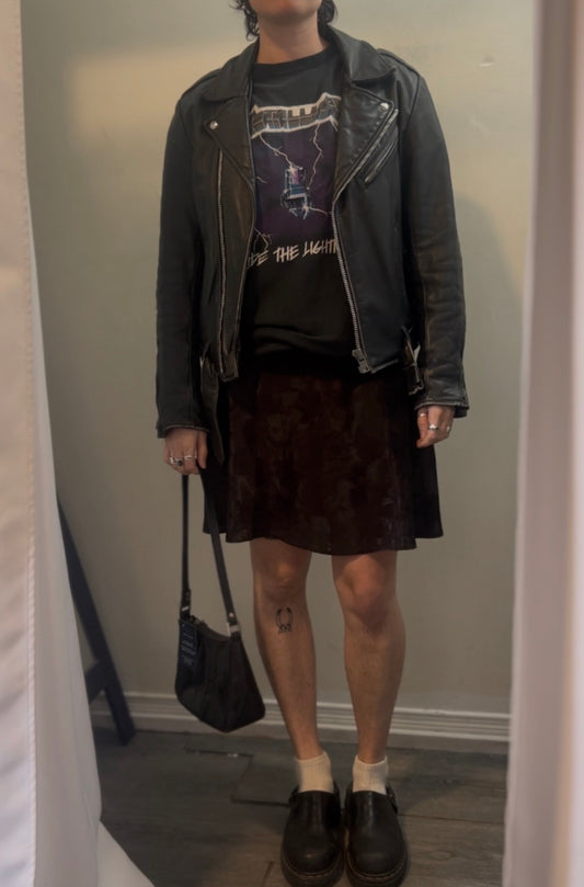 90’s Vintage Black Moto Jacket / Size M