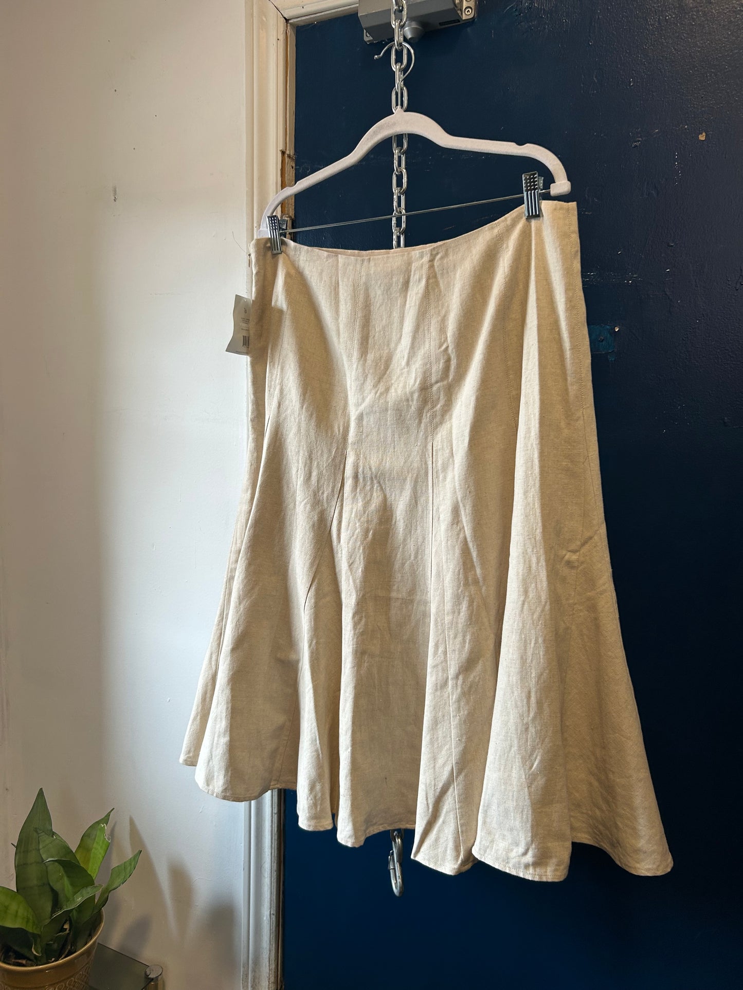 Y2K Vintage Liz Claiborne Deadstock Beige Linen Cotton Skirt / 36 Waist