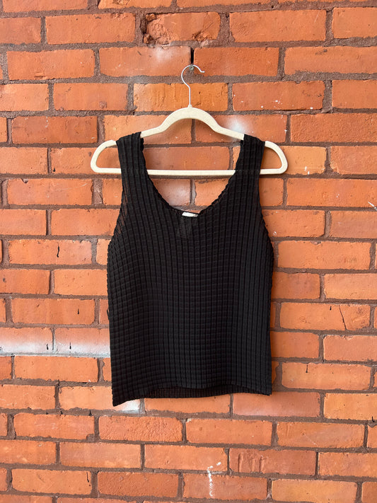90’s Vintage Black Sheer Tank Top / Size L
