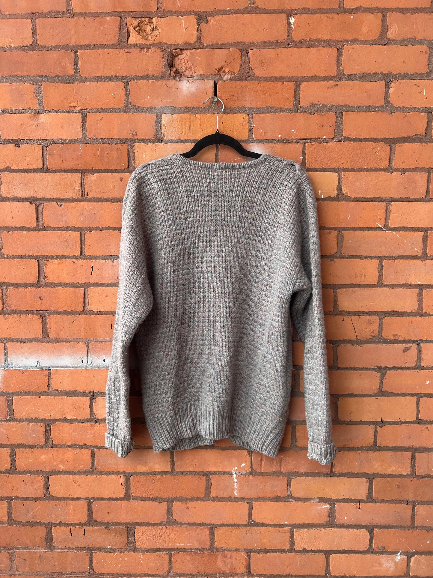 90’s Vintage Grey & Lilac Wool Cardigan / Size XL