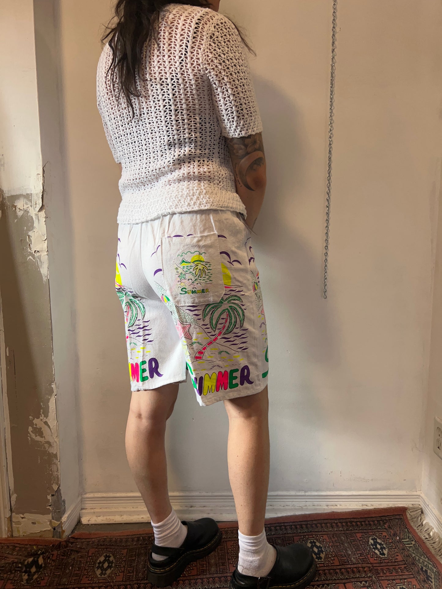 80’s Vintage Summer Vibes White Cotton Shorts / 24-30 Waist