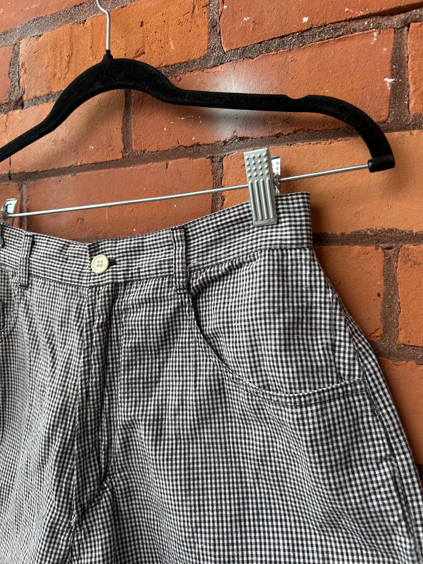 90's Vintage Esprit Black & White Gingham Cotton Shorts / 28 Waist