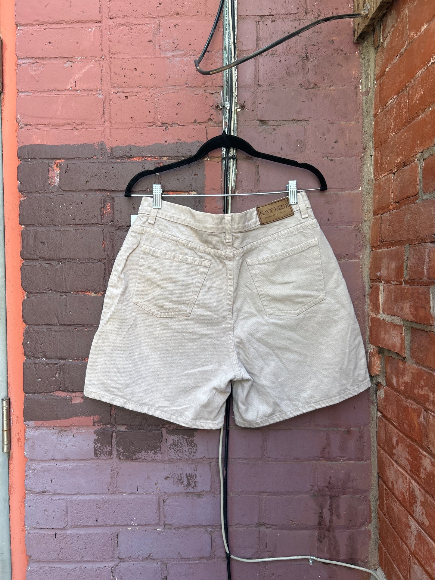 90's Vintage Beige Denim Mid Length Shorts / 32 Waist