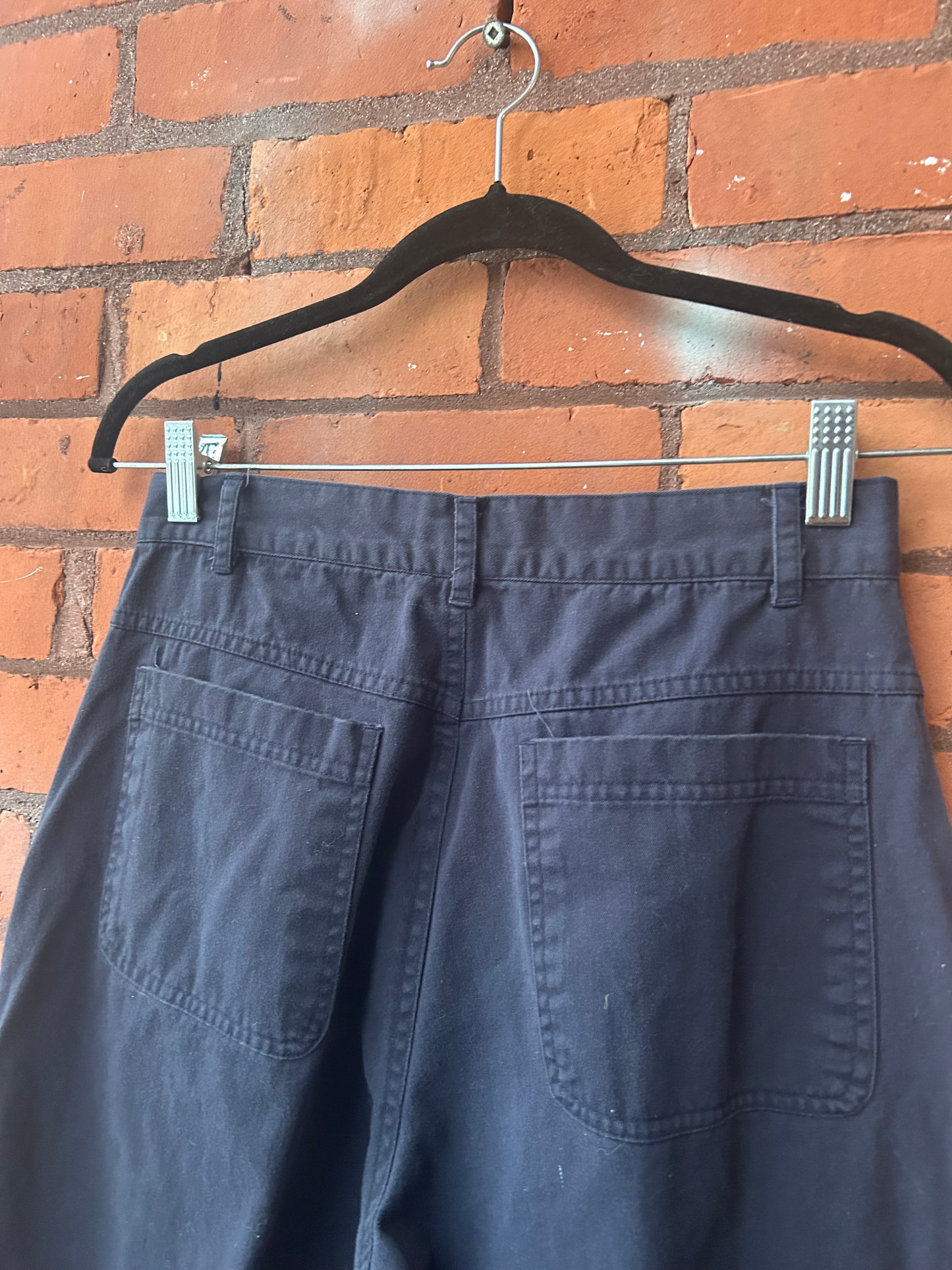 90’s Vintage Navy Cotton Pants / 28 Waist