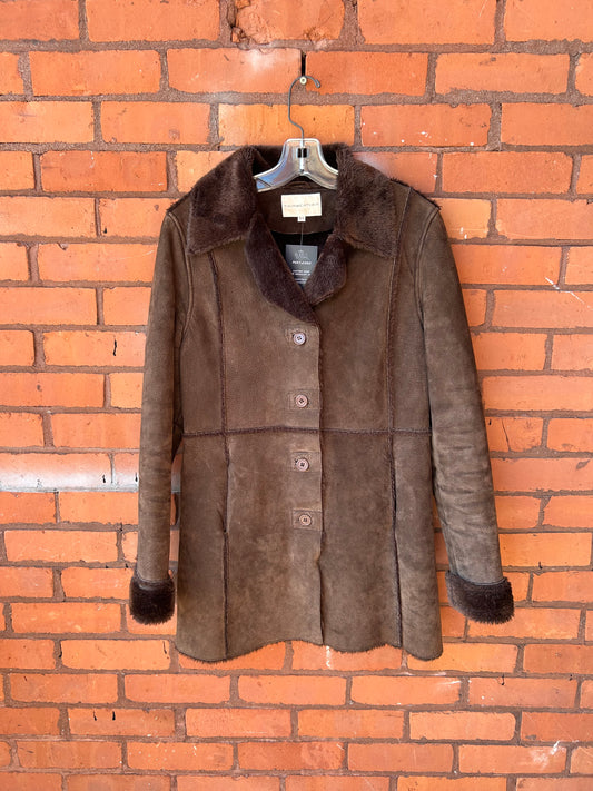 90’s Vintage Brown Suede Patchwork Midi Jacket / Size S