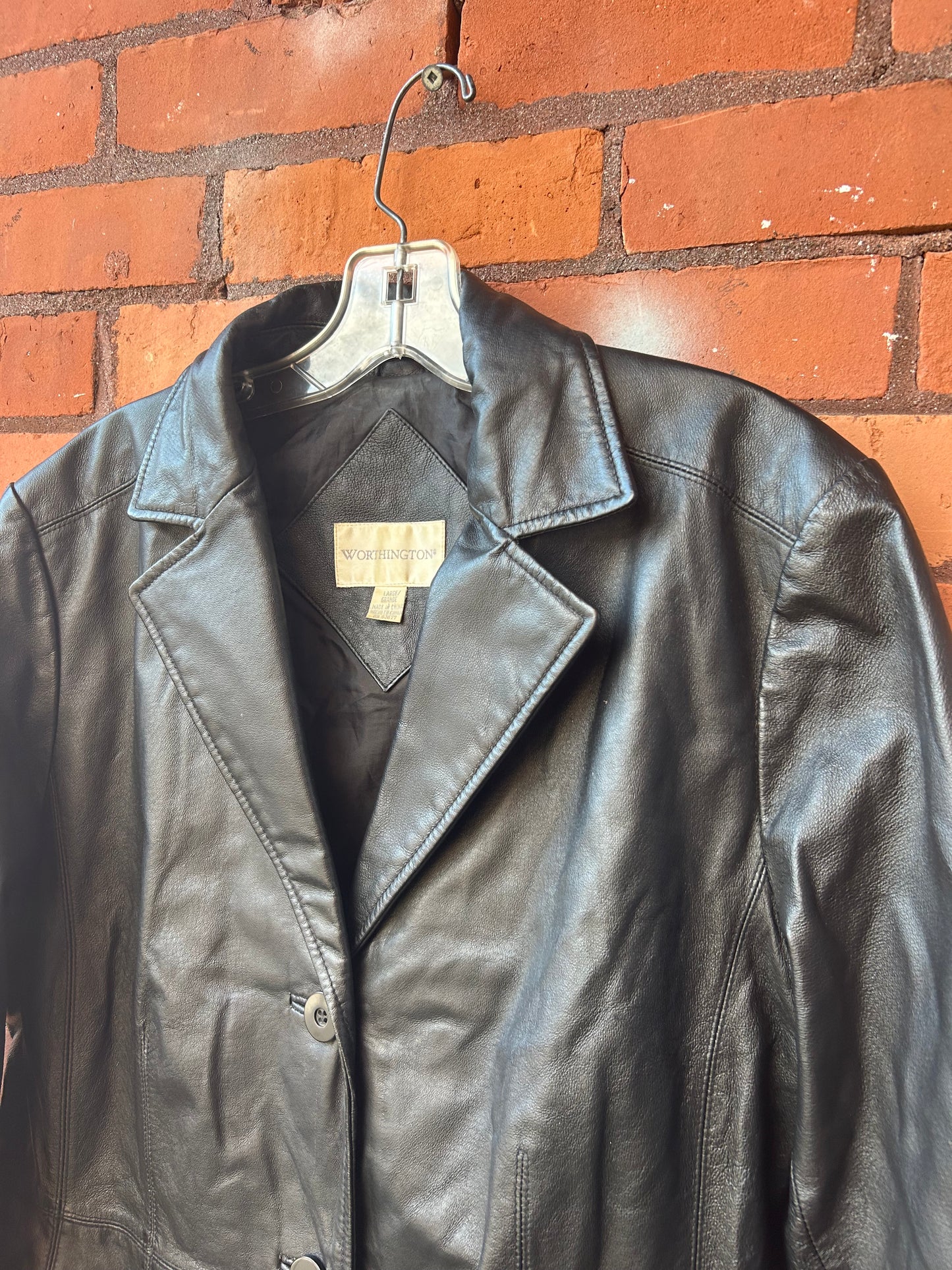 90’s Vintage Black Leather Jacket / Size L
