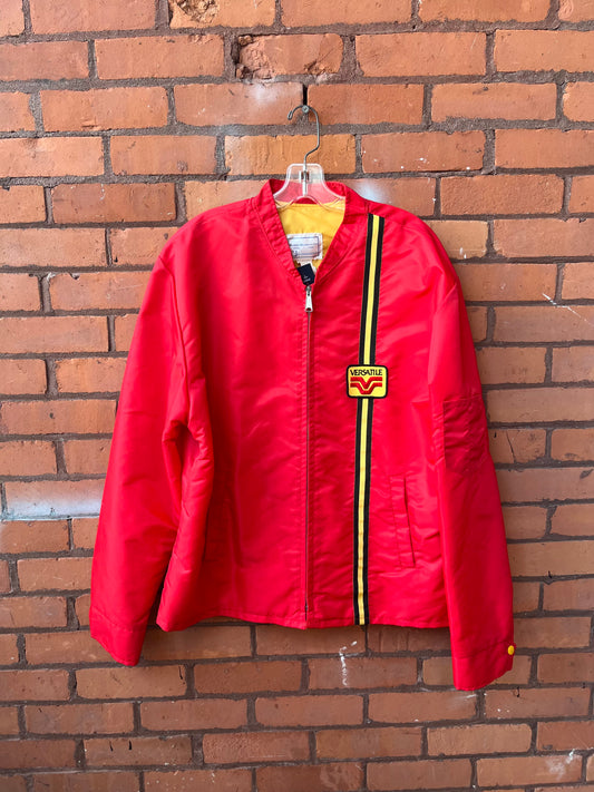 70’s Vintage Red & Yellow Nylon Bomber Jacket / Size XL