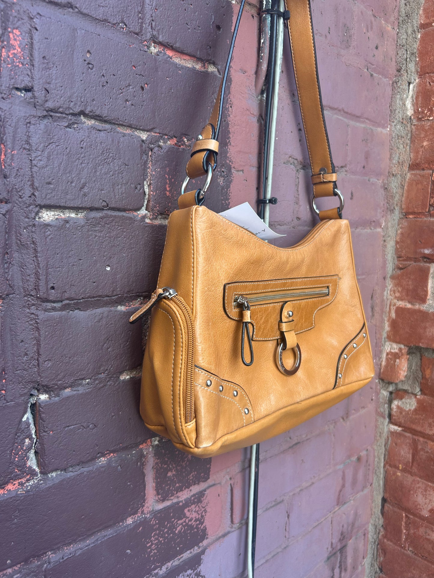Y2K Vintage Brown Leather Structured Shoulder Purse