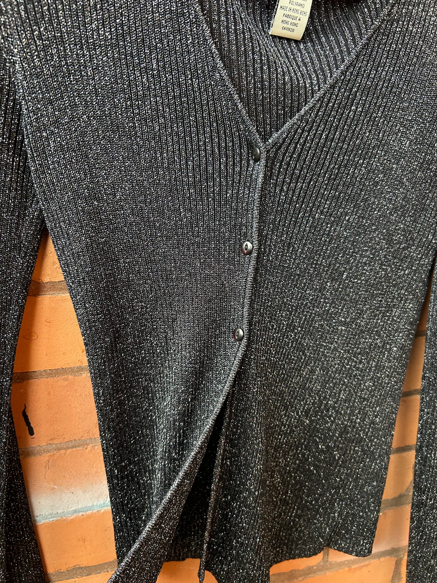 90’s Vintage Black Sparkly Cardigan / Size M