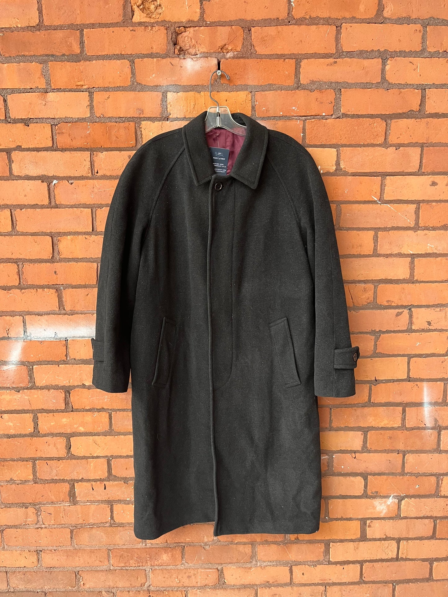 90’s Vintage Black Wool & Cashmere Over Coat / Size L