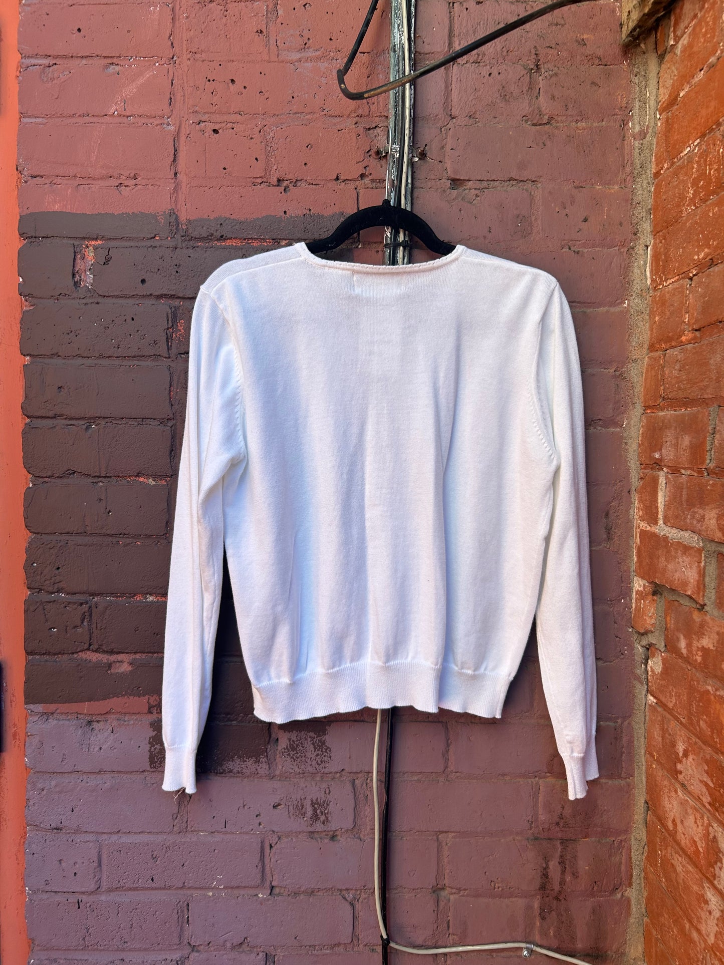90's Vintage White Cotton Cardigan / Size L