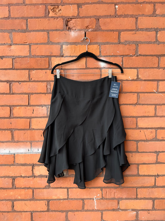 Y2K Black Ruffle Midi Skirt / 30 Waist
