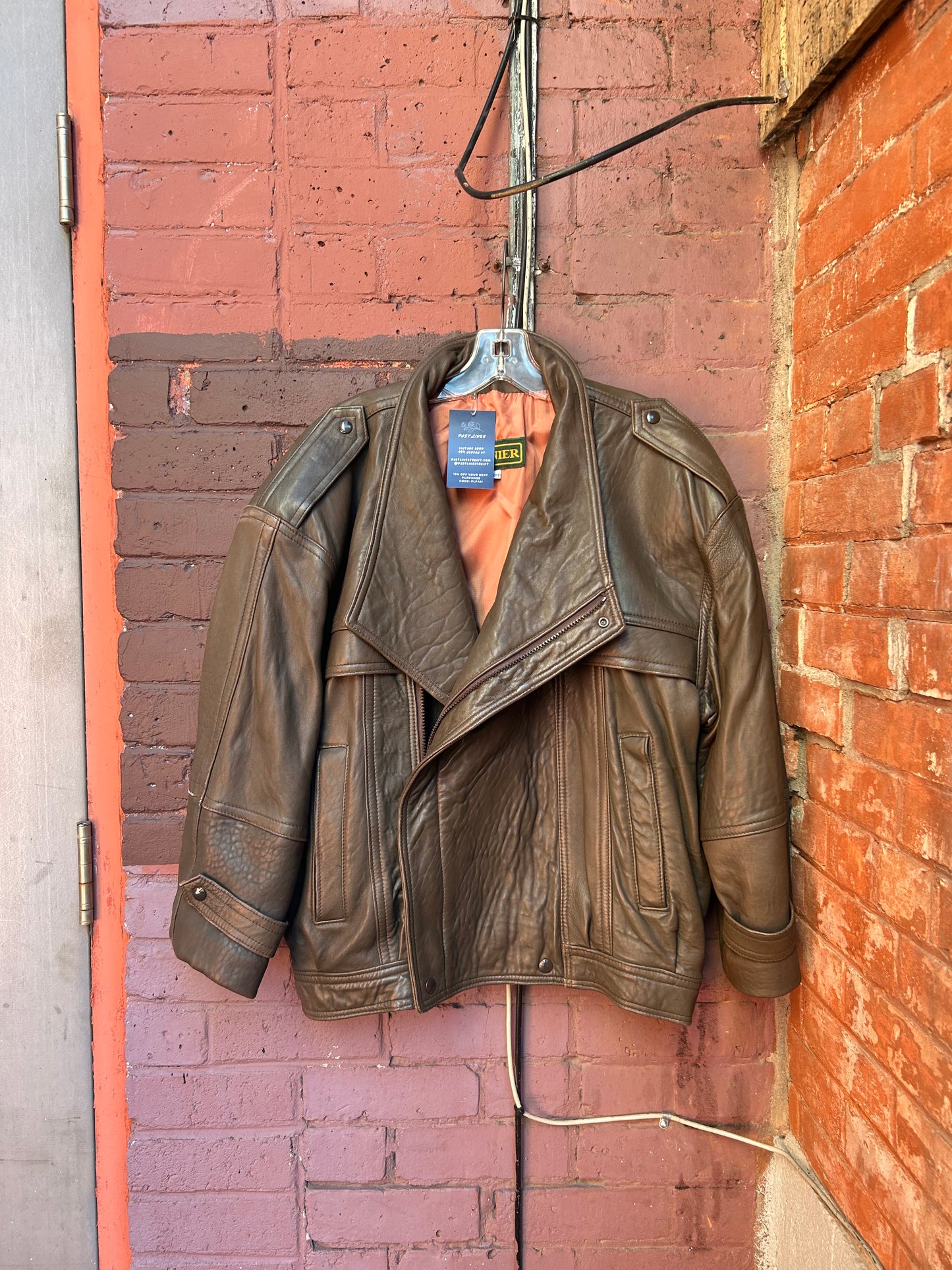 80's Vintage Danier Taupe  Leather Jacket / Size L