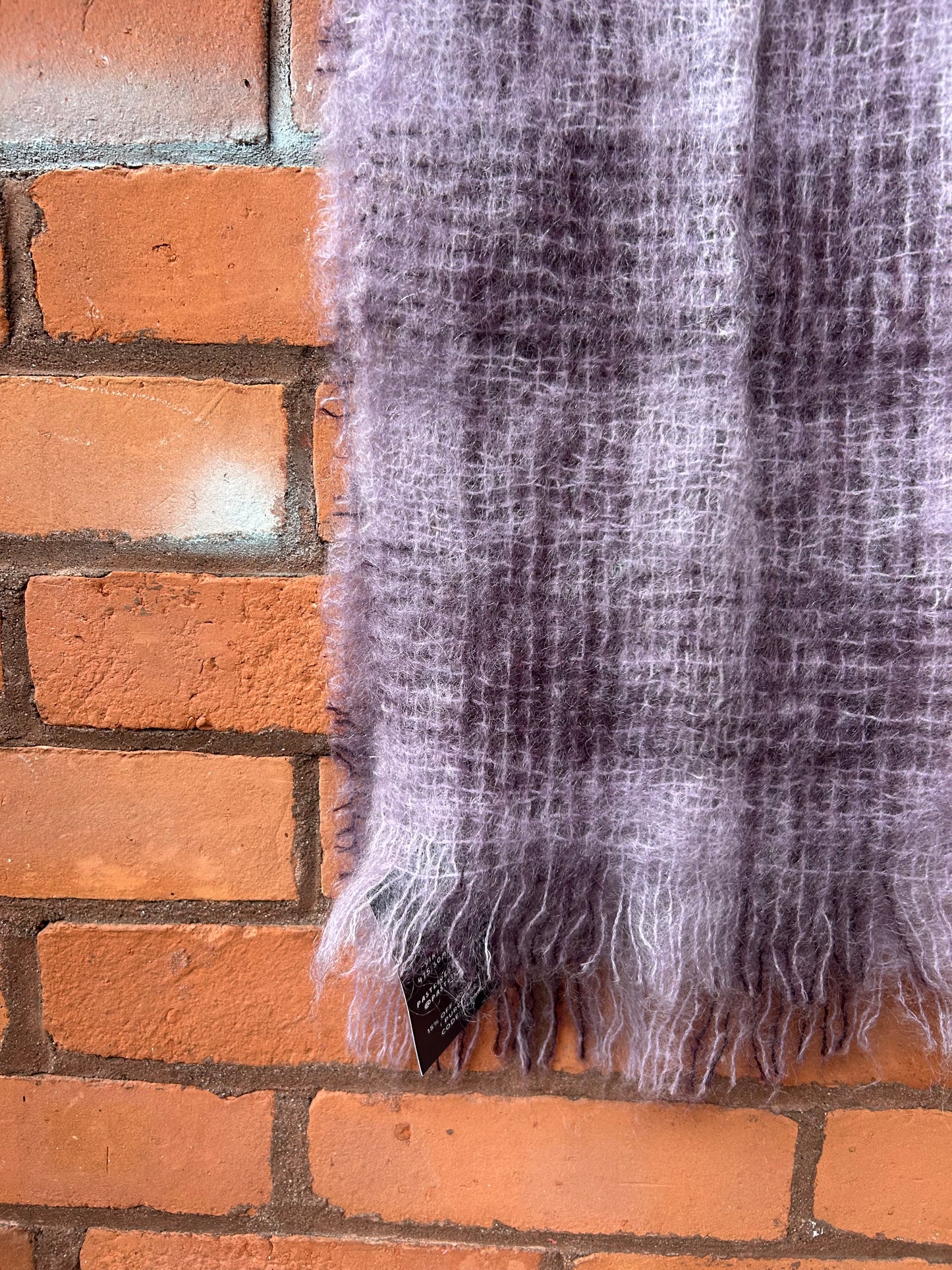 90’s Vintage Purple Plaid Mohair Scarf