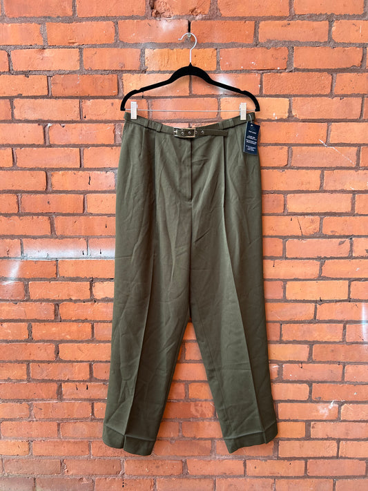 90’s Vintage Green Pleated Trousers / 33 Waist