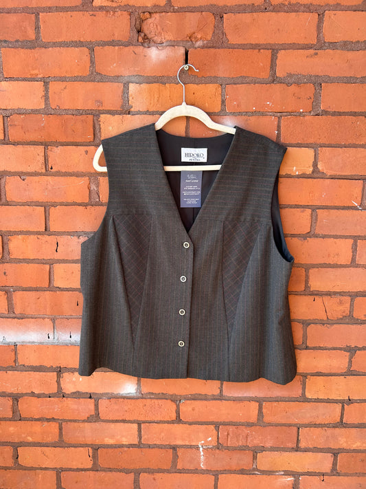 90’s Vintage Charcoal Plaid Vest / Size XL
