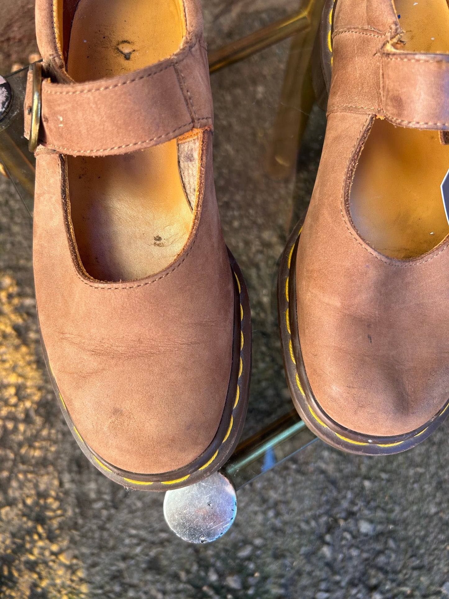 90's Vintage Dr Martens Light Brown Leather Mary Janes / Size 6.5