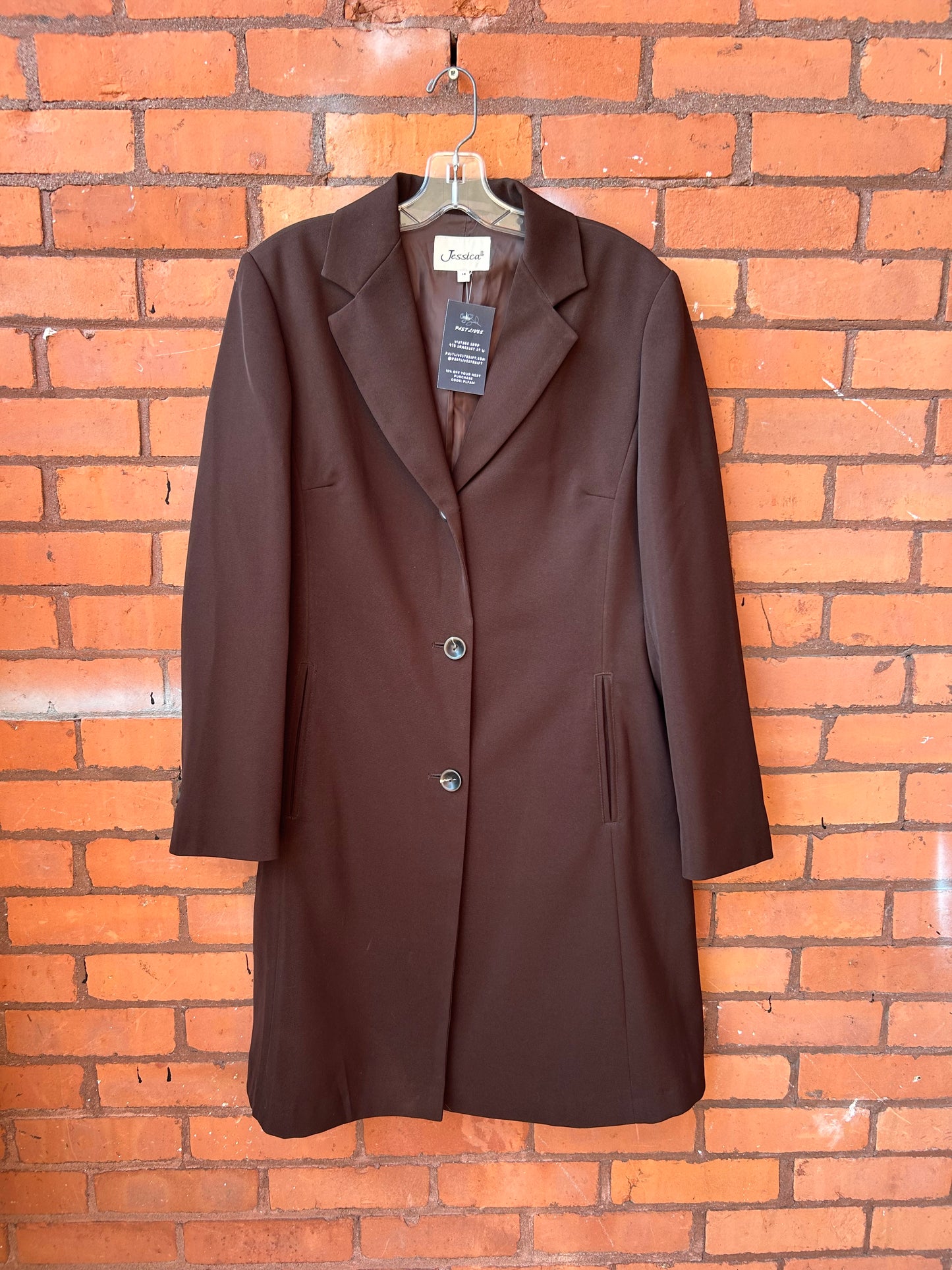 90’s Vintage Brown Minimal Midi Jacket / Size L