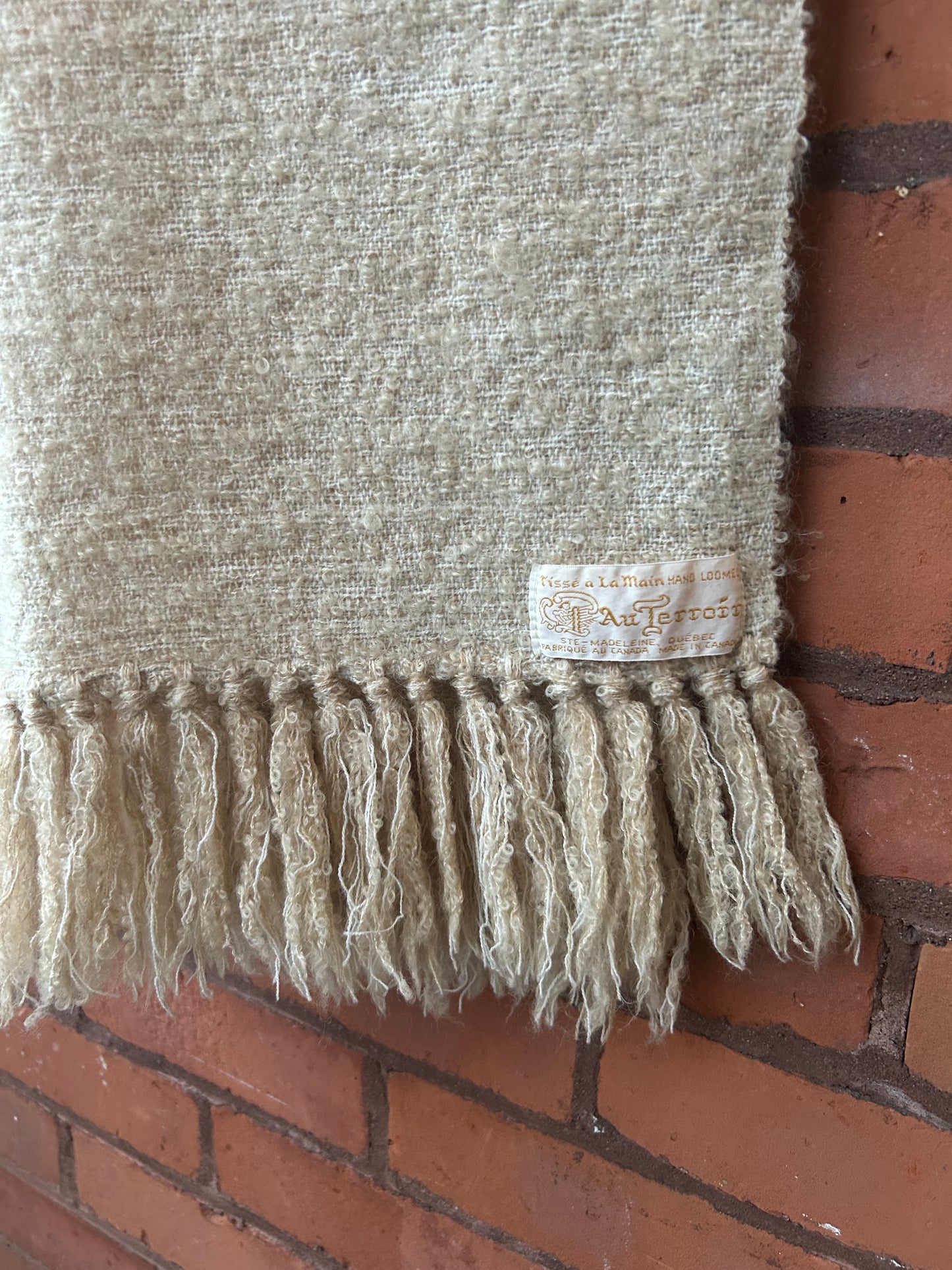 90’s Vintage Beige Tassle Blanket Scarf
