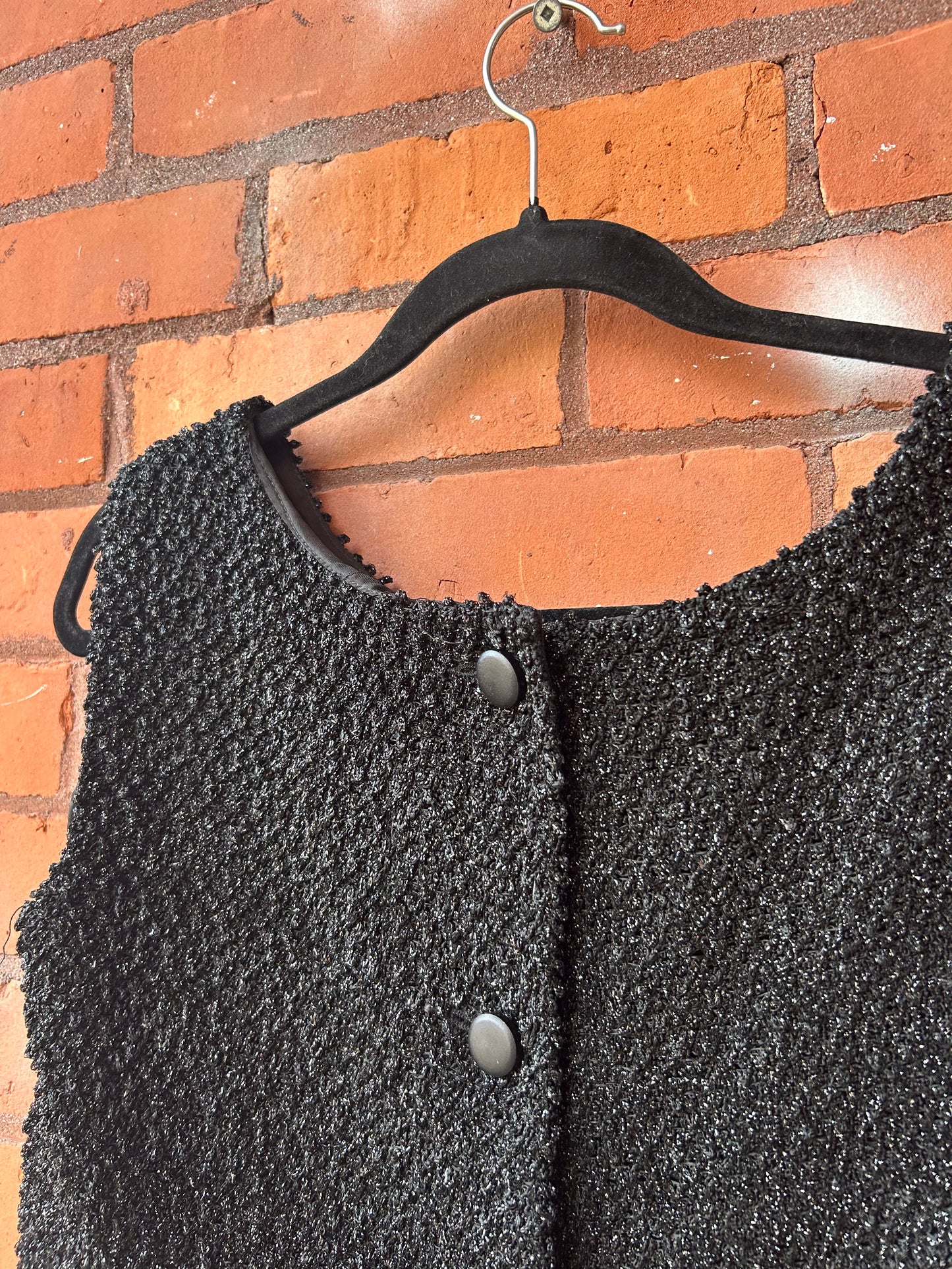 90’s Vintage Sparkly Black Textured Vest Top / Size S