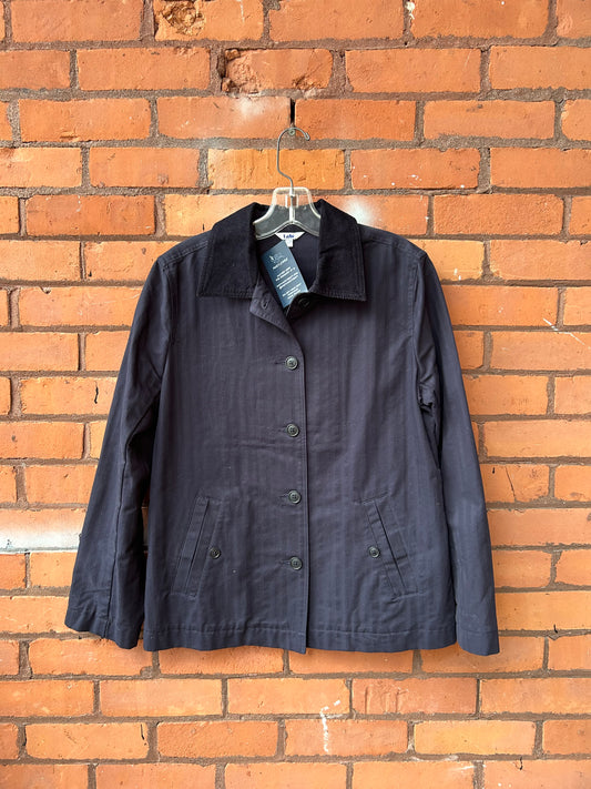 90’s Vintage Navy Striped Cotton Chore Coat / Size S