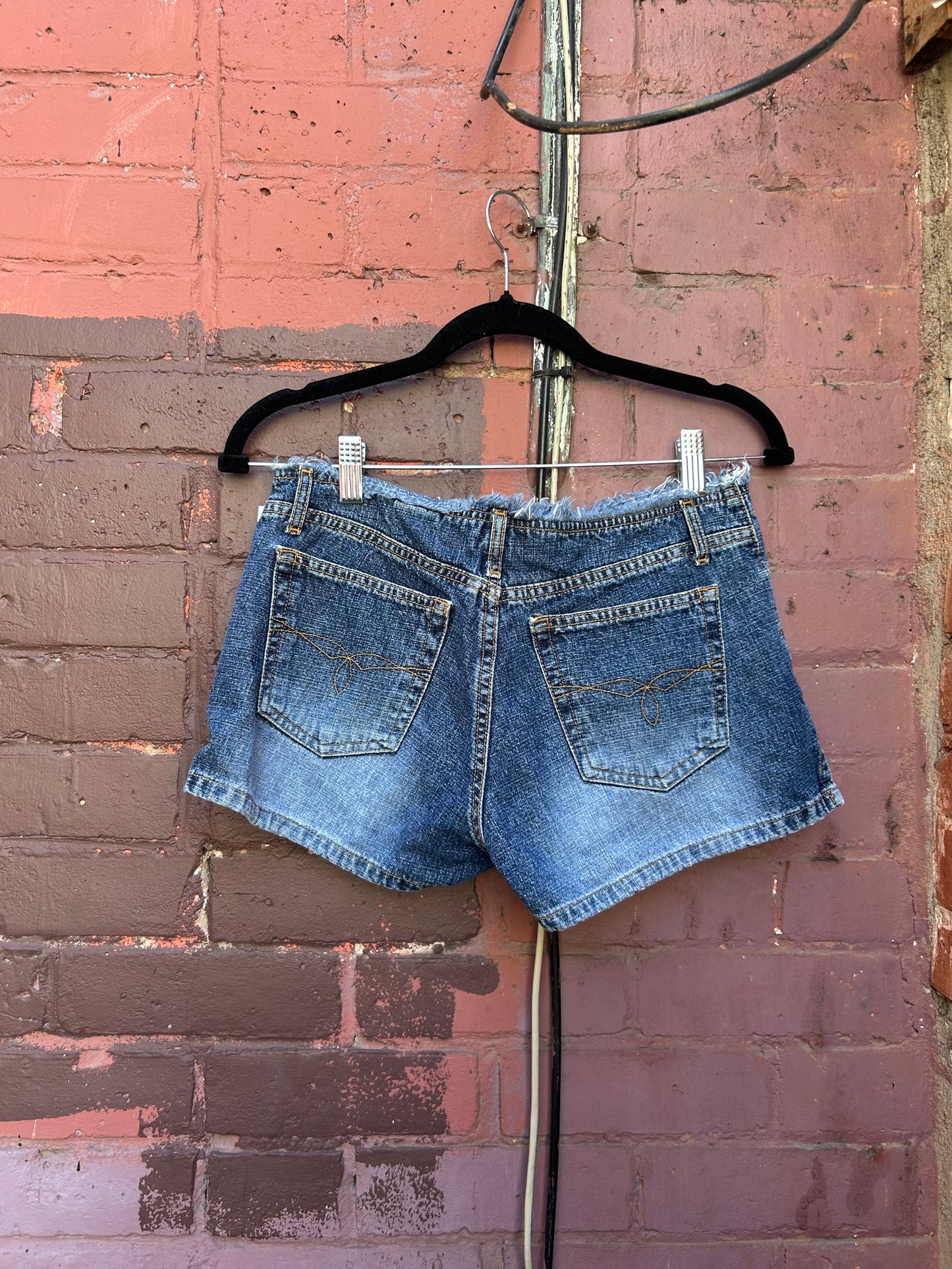 90’s Vintage Raw Edge Low Rise Micro Denim Shorts / 28 Waist