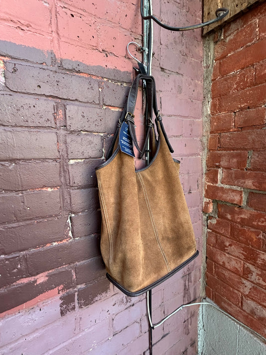 90's Vintage Brown Suede Slouchy Bucket Bag
