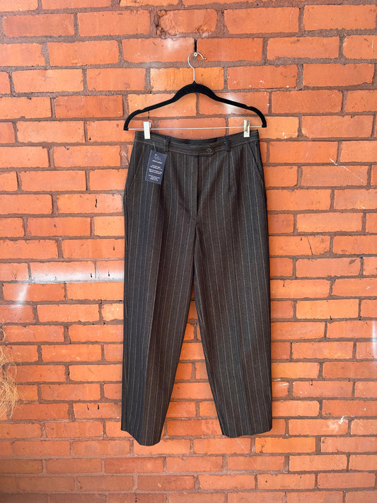 90’s Vintage Charcoal Pinstripe Trousers / 28 Waist
