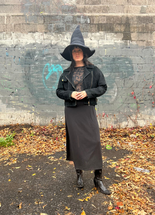 80’s Vintage Black Suede Buckle Moto Jacket / Size S