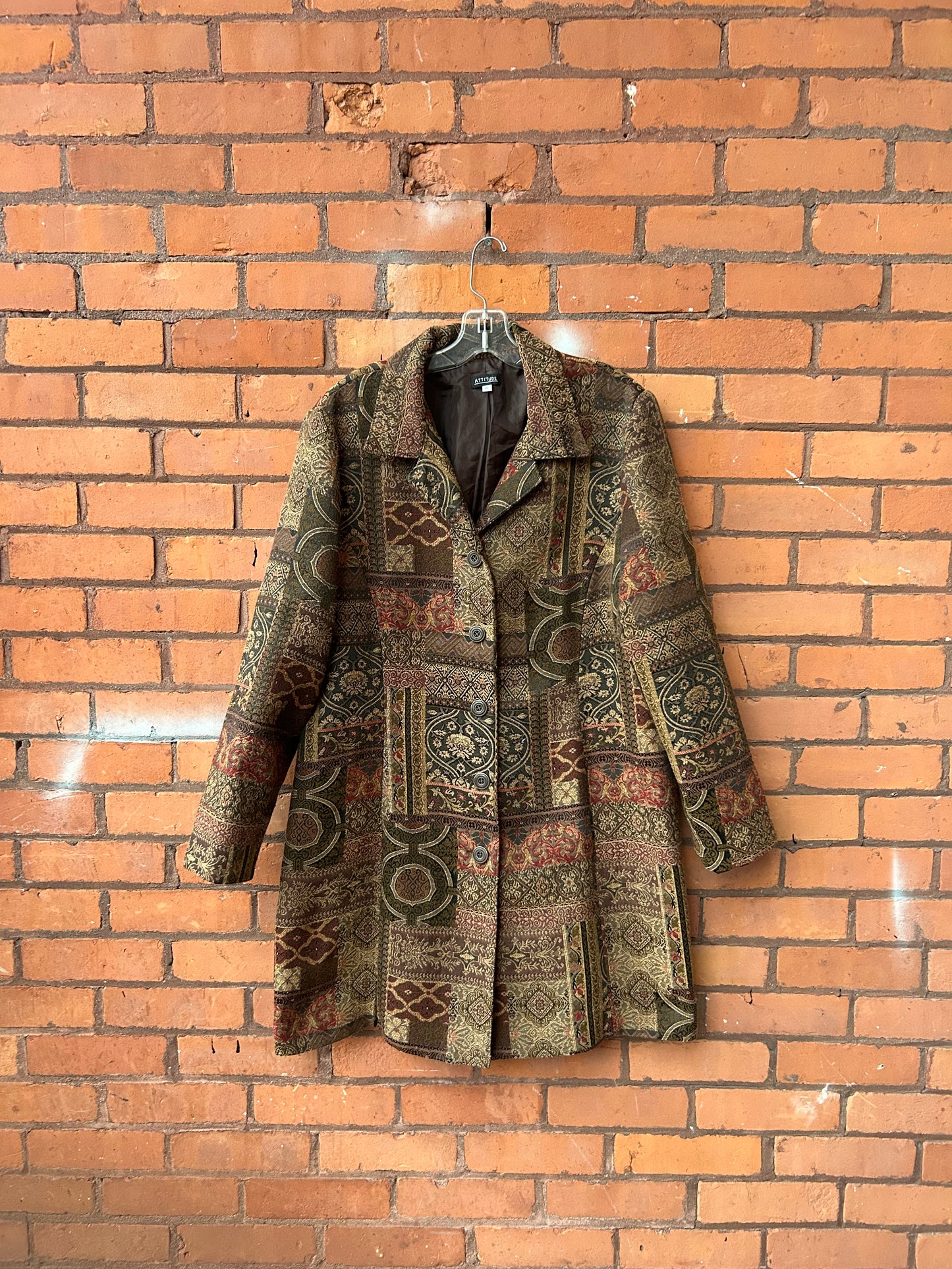 90’s Vintage Brown & Red Tapestry Jacket / Size XL