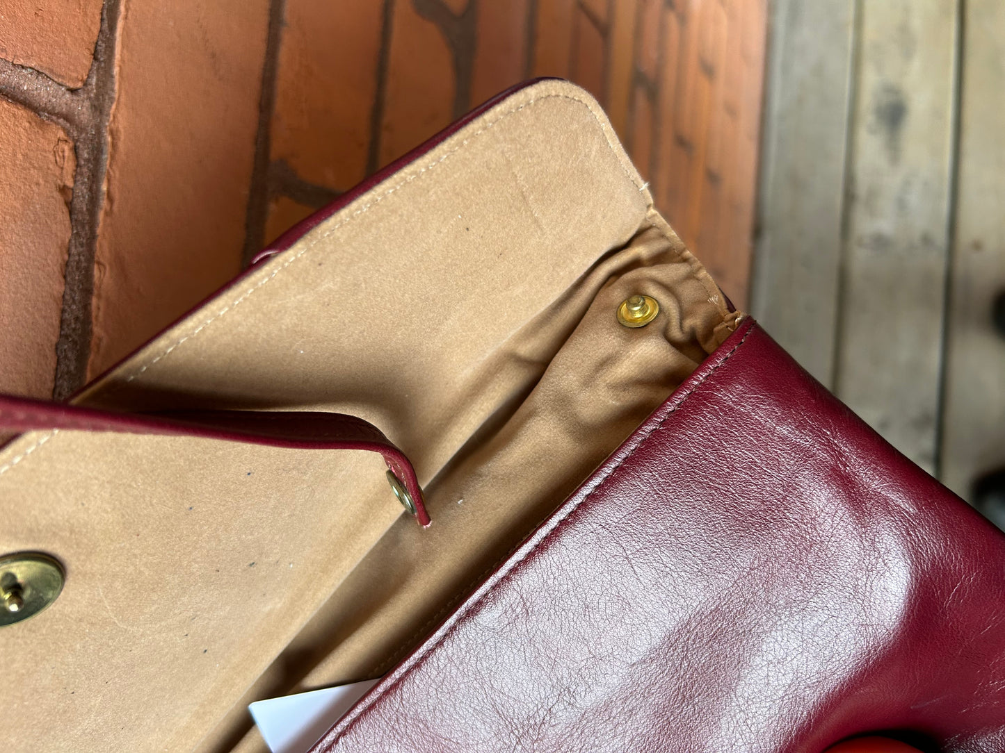 80’s Vintage Burgundy Leather Bow Clutch Purse