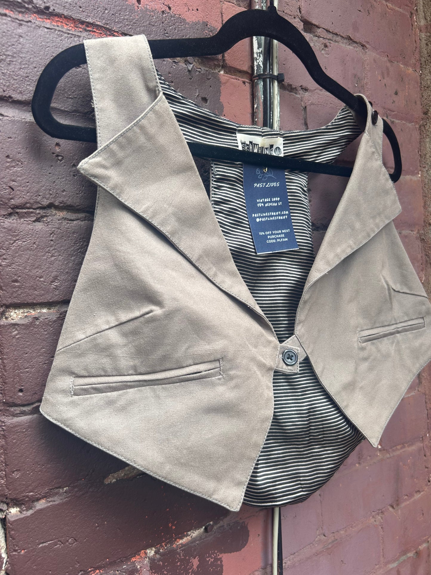Y2K Vintage Taupe Geometric Cropped Vest / Size M-L