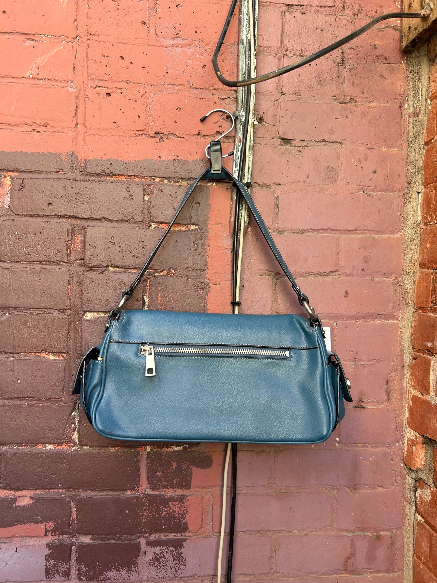 Y2K Vintage Blue Leather Medium Shoulder Purse