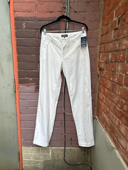 Y2K Vintage White Linen Blend Straight Leg Pants / 32 Waist