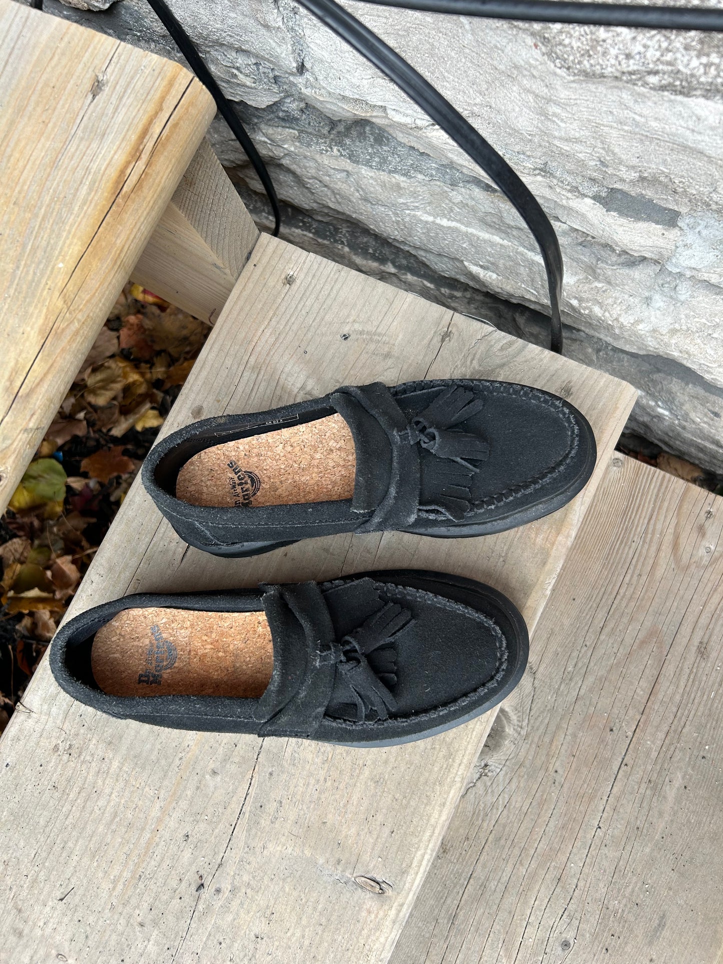 Modern Dr Martens Adrian Mono Black Suede Loafers / Size 6.5-7