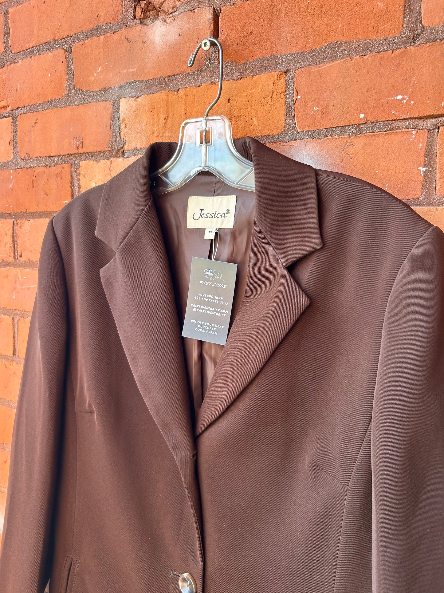 90’s Vintage Brown Minimal Midi Jacket / Size L