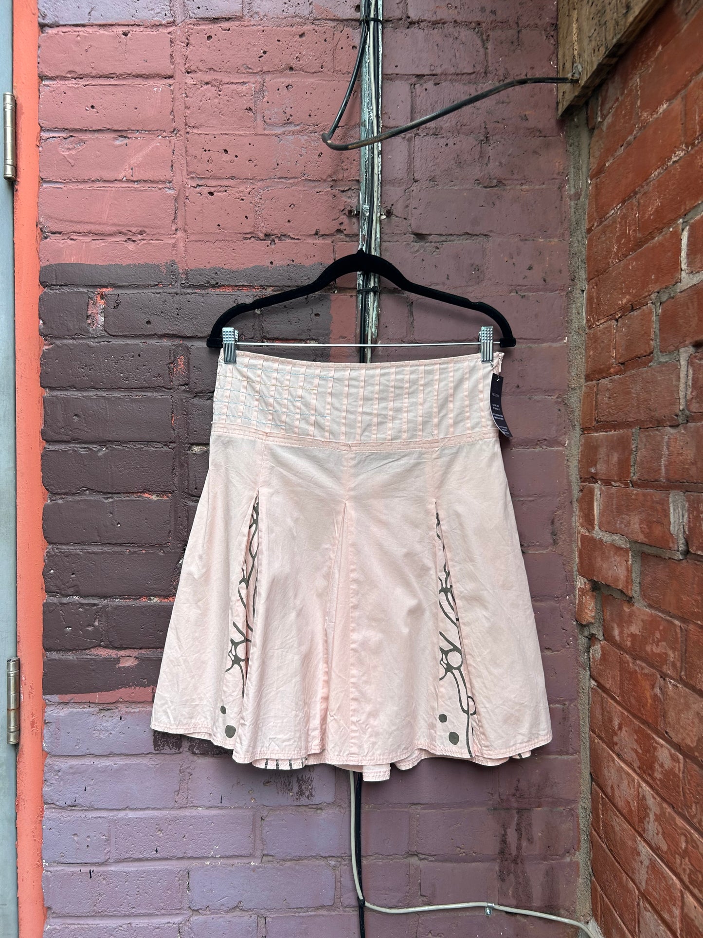 Y2K Vintage Pink Cotton Drop Waist Midi Skirt / 30 Waist